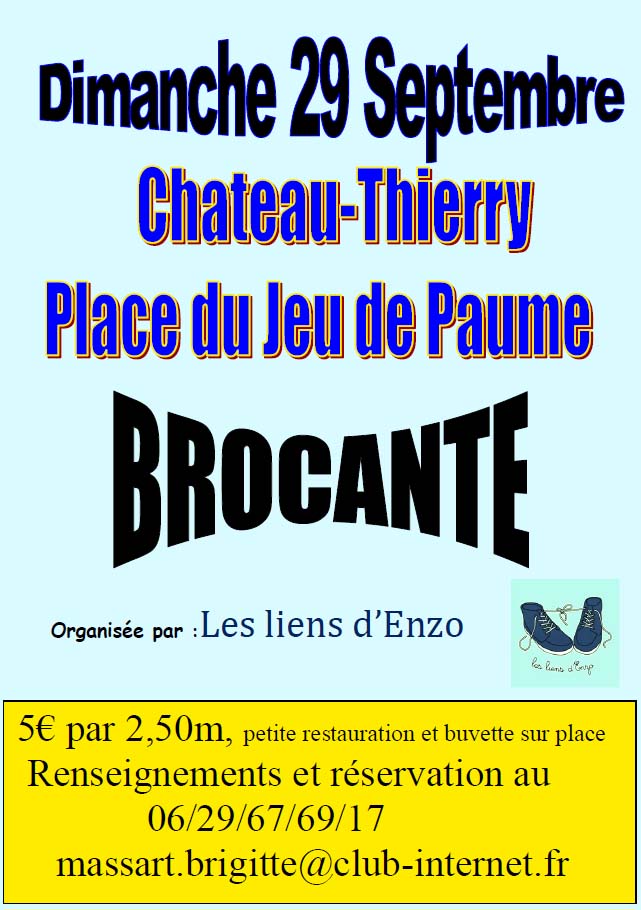 Retrouvez les liens d'Enzo sur la super brocante de Château-Thierry le dimanche 4 aoüt 2019, cours des singes, de 7h à 18h