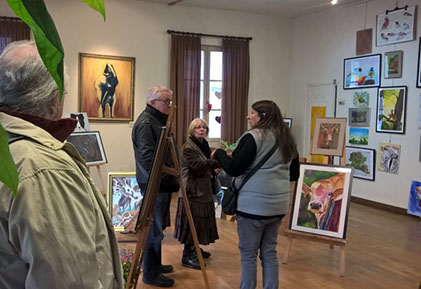 exposition les animaux des ateliers libres de peinture de Condé en Brie et Château-Thierry dans le sud de l'Aisne hauts de France