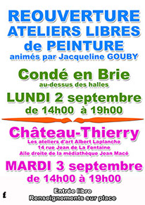 reouverture des ateliers libres de peinture de Condé en Brie et Château-Thierry dans le sud de l'Aisne